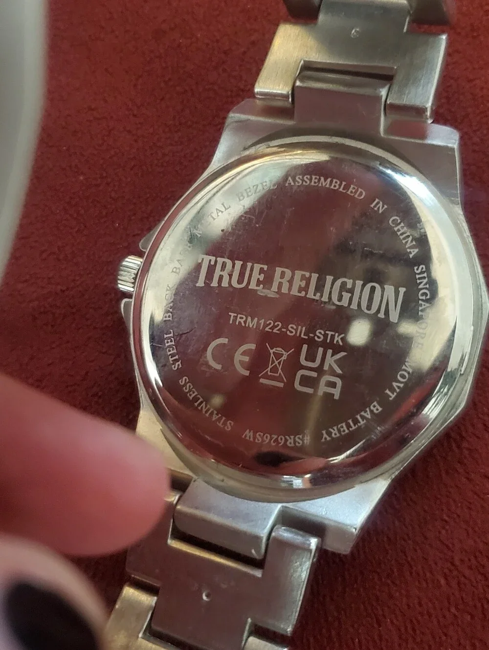 True Religion Silver Stainless Steel Watch with Black Dial